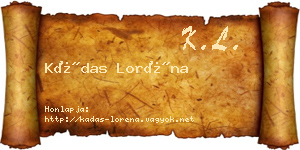 Kádas Loréna névjegykártya
